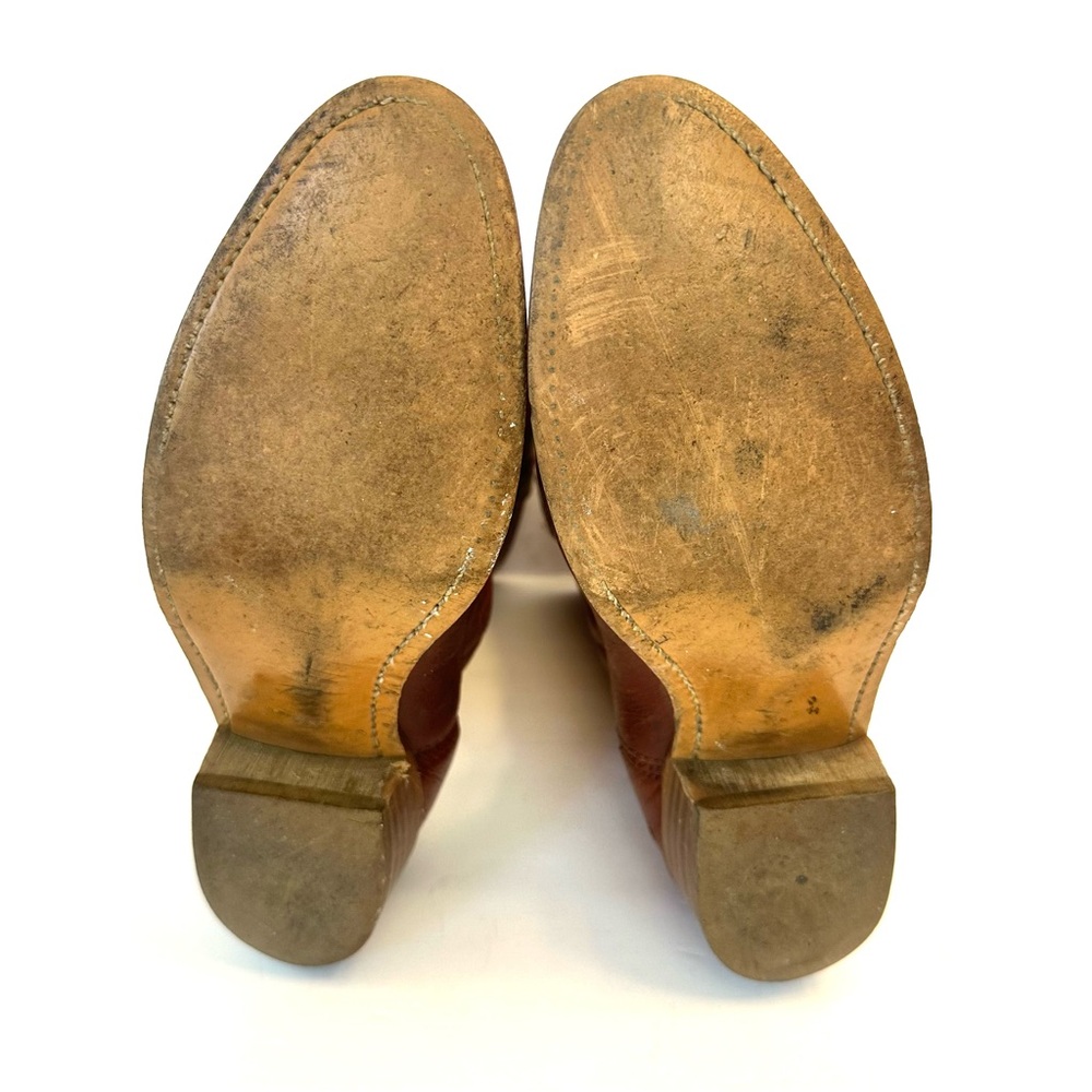 Vintage Men's 1970's Dingo Western 4099 Cognac Brown Leather Boots, Size 9 D - Picture 7 of 7